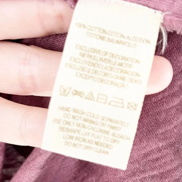 Free People Distressed Mauve Long Sleeve Tee with Sequin Neckline Size Small - Picture 7 of 7